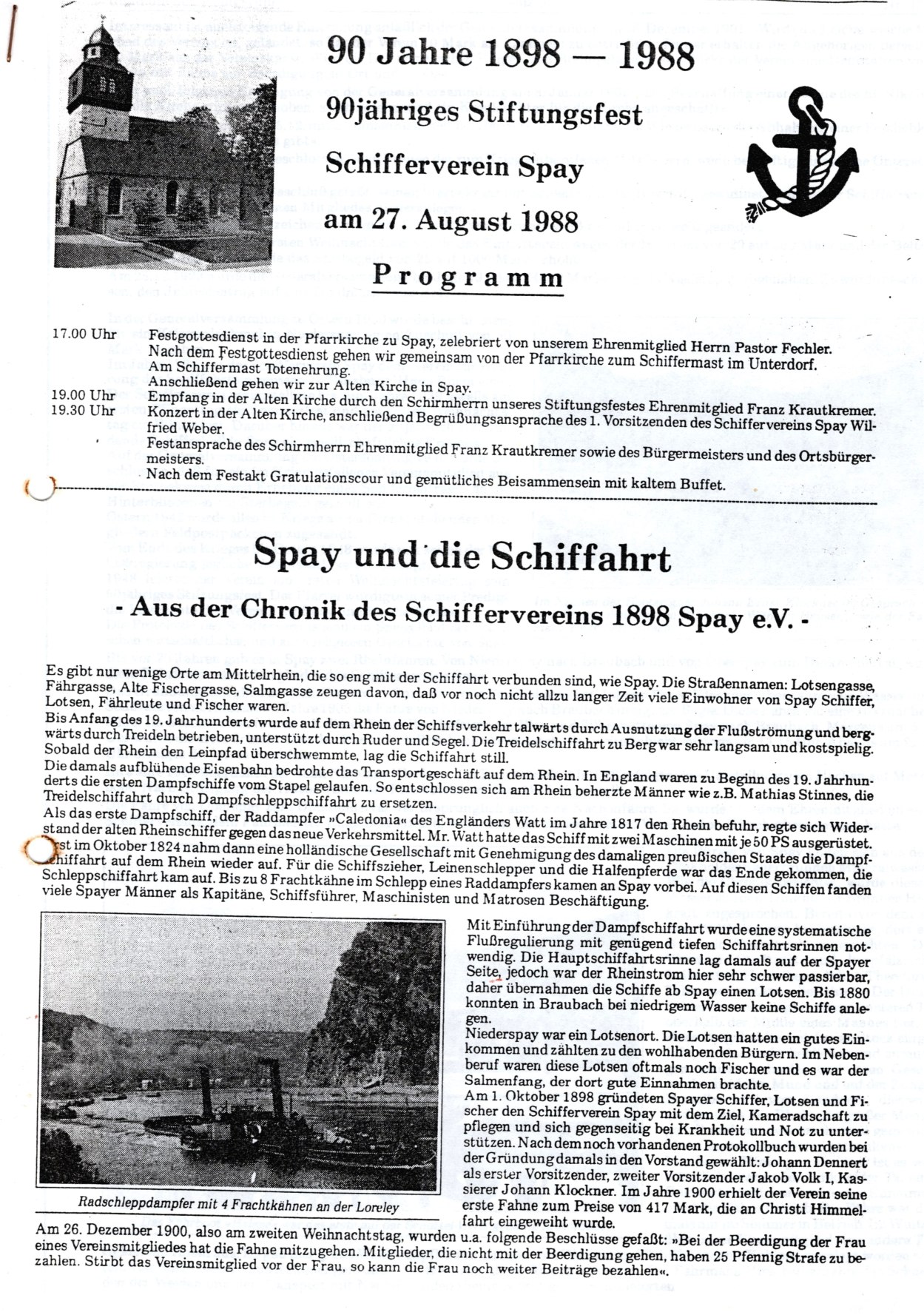 Chronik Schifferverein erste Seite | © Bildarchiv Ortsgemeinde Spay