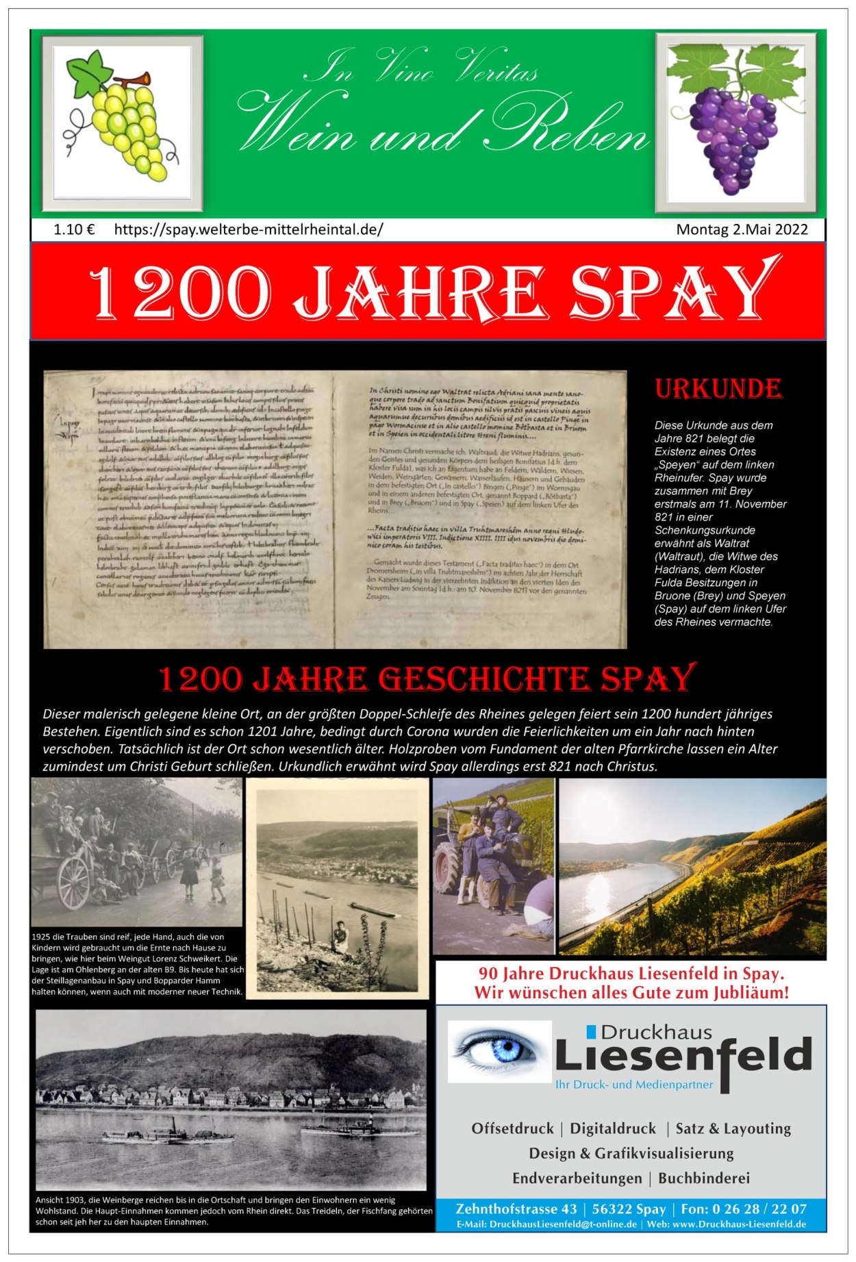  Seite 1 Festzeitung 1200 Jahre Spay | © Ortsgemeinde Spay