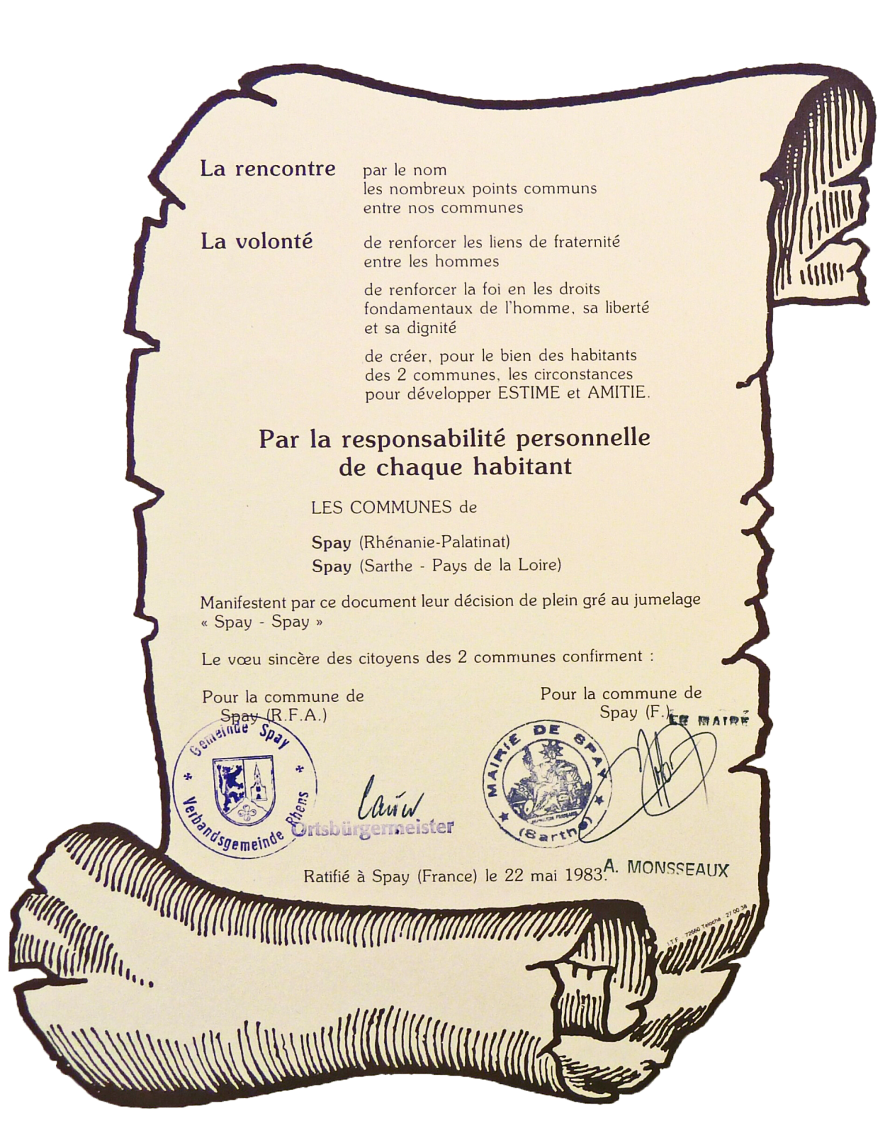 Partnerschaftsurkunde Teil 1 | © Archiv Ortsgemeinde Spay Partnerschaftsurkunde Teil 1 | © Archiv Ortsgemeinde Spay